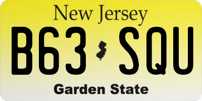 NJ license plate B63SQU