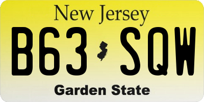 NJ license plate B63SQW