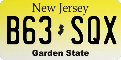 NJ license plate B63SQX
