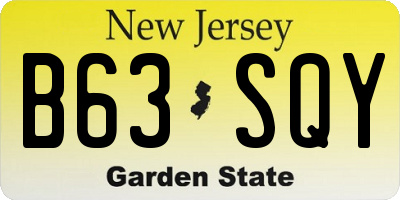 NJ license plate B63SQY