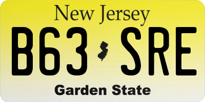 NJ license plate B63SRE