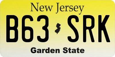 NJ license plate B63SRK