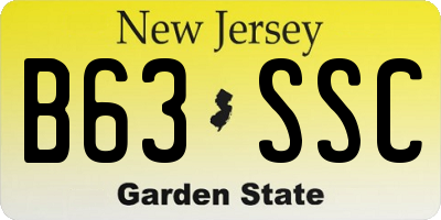 NJ license plate B63SSC