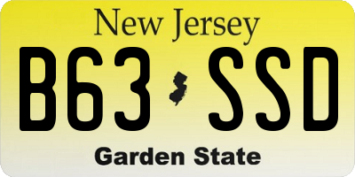 NJ license plate B63SSD