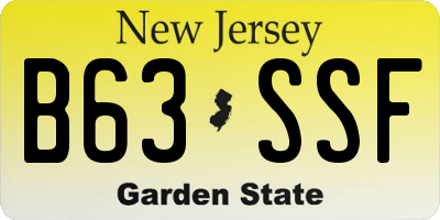 NJ license plate B63SSF