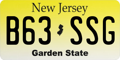NJ license plate B63SSG