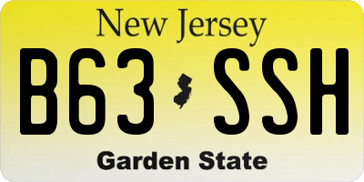 NJ license plate B63SSH