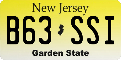 NJ license plate B63SSI