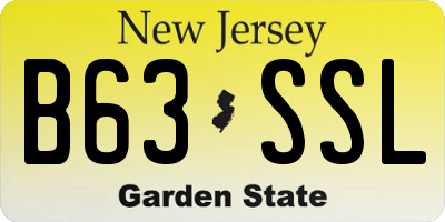 NJ license plate B63SSL