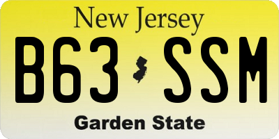 NJ license plate B63SSM