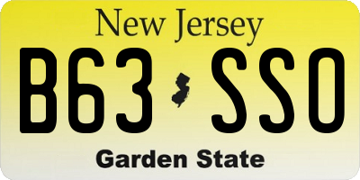 NJ license plate B63SSO