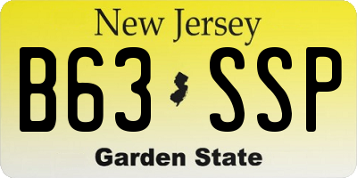 NJ license plate B63SSP