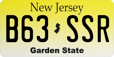 NJ license plate B63SSR