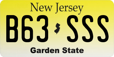 NJ license plate B63SSS