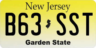 NJ license plate B63SST