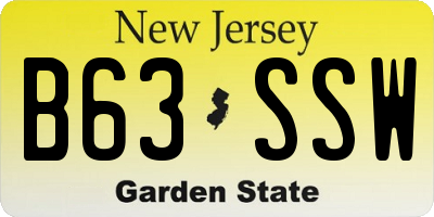 NJ license plate B63SSW