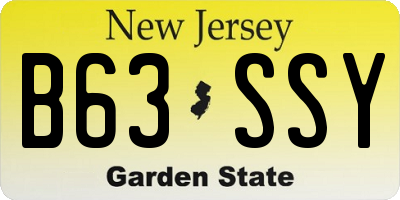 NJ license plate B63SSY