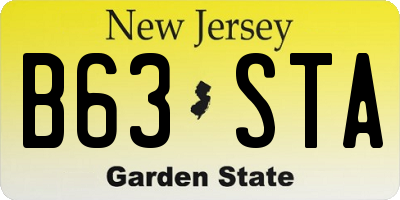NJ license plate B63STA