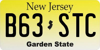 NJ license plate B63STC