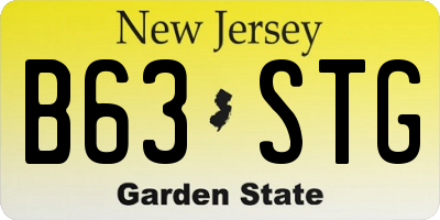 NJ license plate B63STG