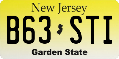 NJ license plate B63STI