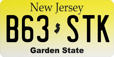 NJ license plate B63STK