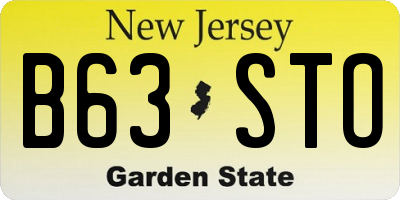 NJ license plate B63STO