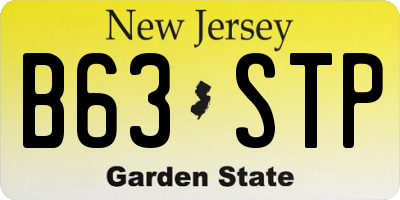 NJ license plate B63STP