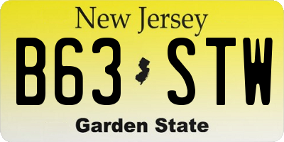 NJ license plate B63STW