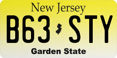 NJ license plate B63STY