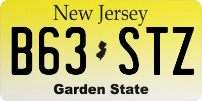 NJ license plate B63STZ