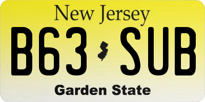 NJ license plate B63SUB