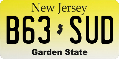 NJ license plate B63SUD
