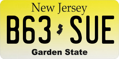 NJ license plate B63SUE