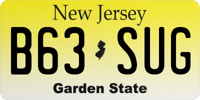 NJ license plate B63SUG