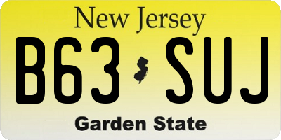 NJ license plate B63SUJ