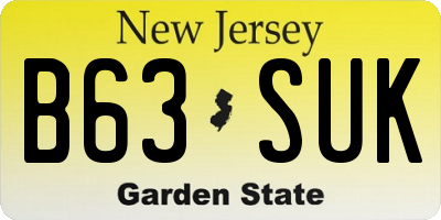 NJ license plate B63SUK