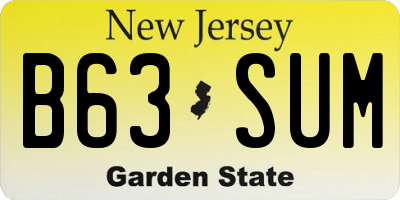 NJ license plate B63SUM