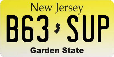 NJ license plate B63SUP