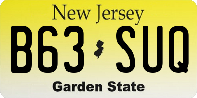 NJ license plate B63SUQ