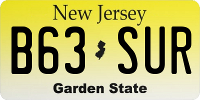 NJ license plate B63SUR