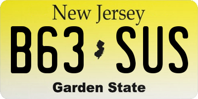 NJ license plate B63SUS