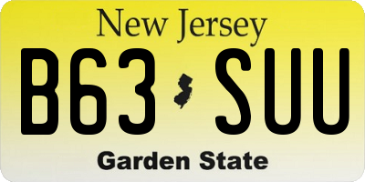 NJ license plate B63SUU