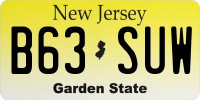 NJ license plate B63SUW