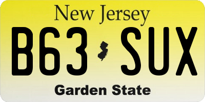 NJ license plate B63SUX