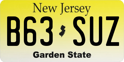 NJ license plate B63SUZ