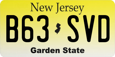 NJ license plate B63SVD