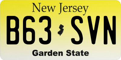 NJ license plate B63SVN