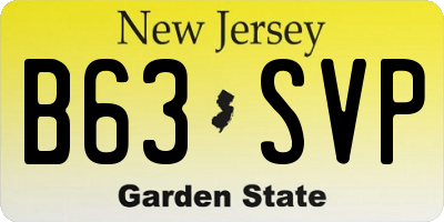 NJ license plate B63SVP