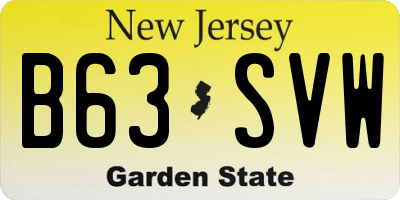 NJ license plate B63SVW
